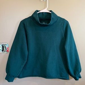 Madewell MWL Green Cowl Neck Balloon Sleeve Sweatshirt